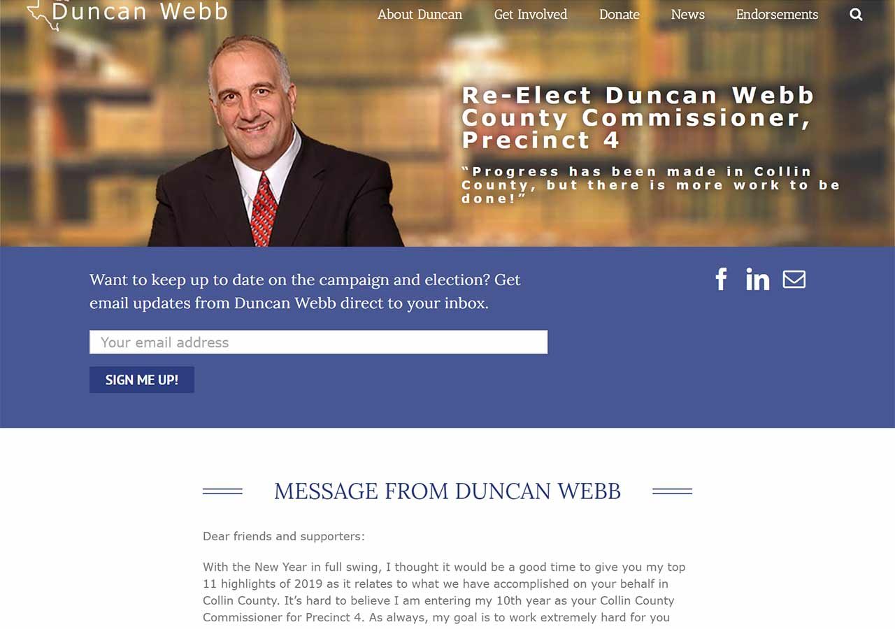 Duncan Webb Campaign website home page