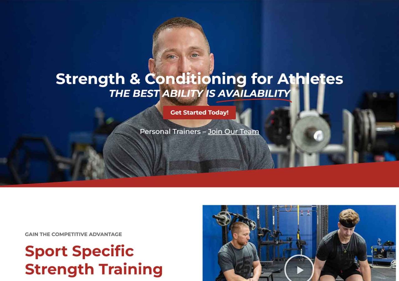 screen shot of personal trainer website home page